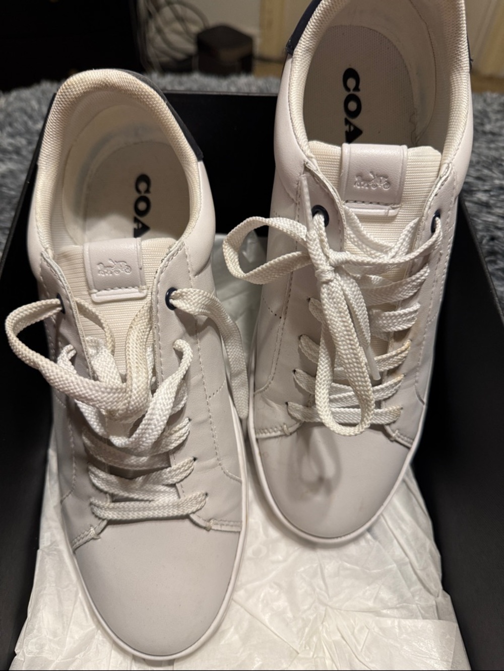 Coach White Leather Low-Top Sneakers